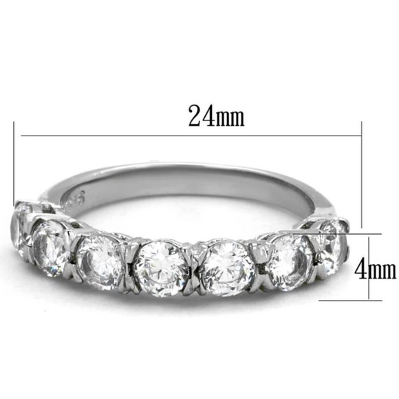 STAINLESS STEEL 7 Stone AAA Grade CZ Band Ring-NWT - Picture 15 of 16